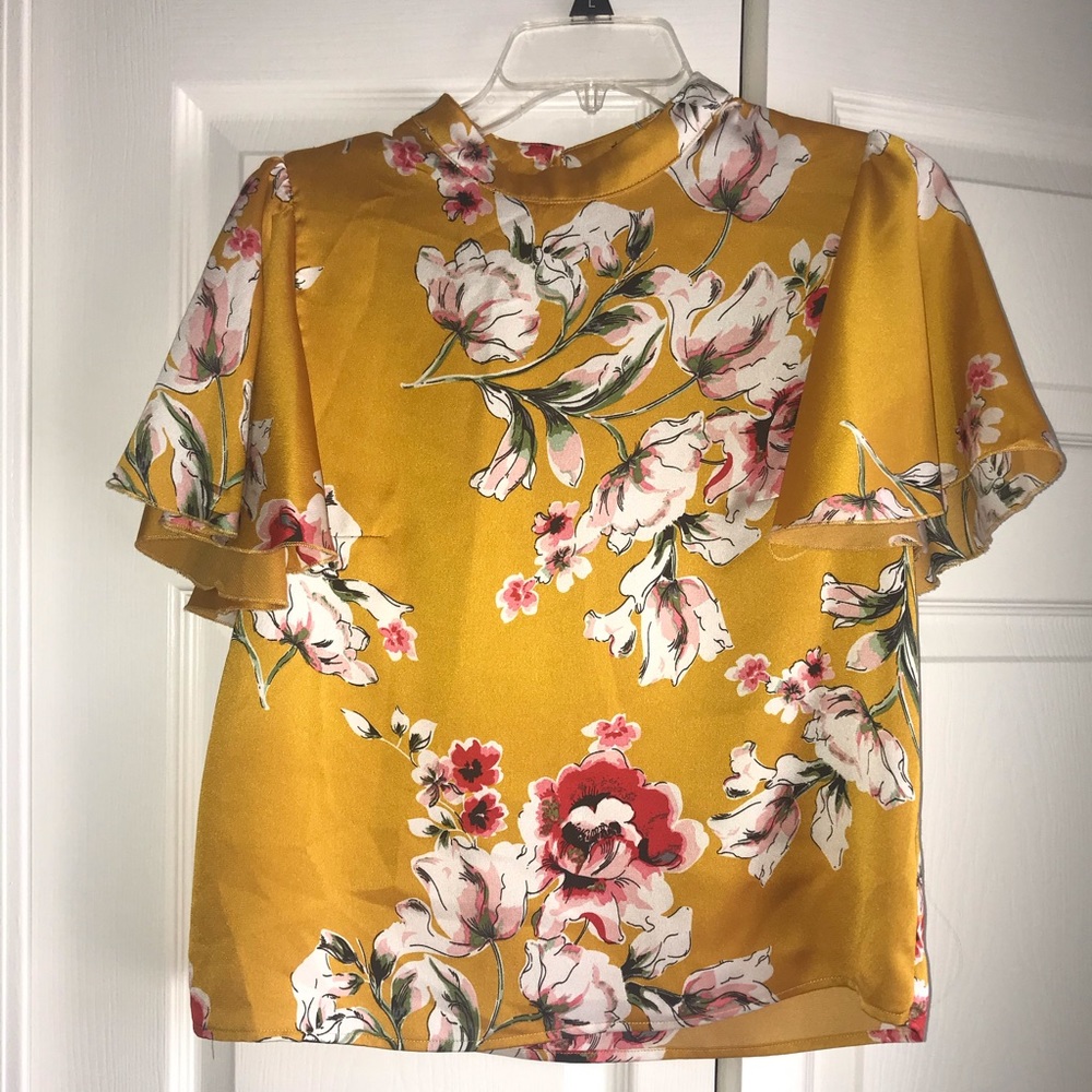 SHEIN yellow floral shirt